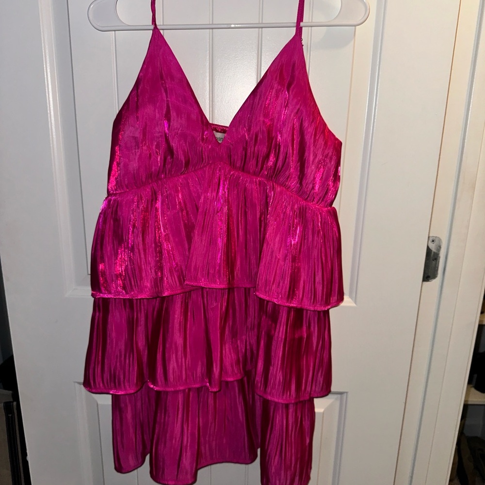 Pink ruffle mini dress size L